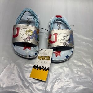 Peanuts Snoopy Slide Sandals Blue Kids Size 5 NEW